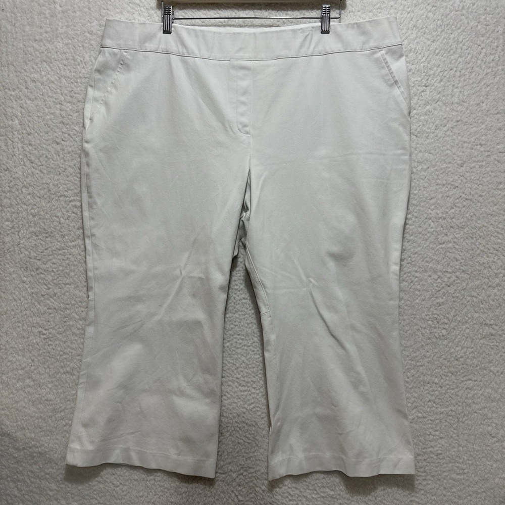 Spanx Pants Women's Cropped Kick Flare Pull On In White Size 3X